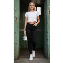 Geenz Manifacture Kadın Siyah Ngbutika Full Likralı Yüksek Bel Skinny Jean Pantolon (Toparlayıcı)