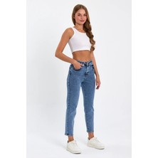 Geenz Manifacture Likralı Karyıkama Mom Süper Yüksek Bel Mom Jeans