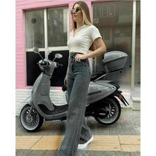 Geenz Manifacture Valerie Likralı Yüksek Bel Wide Leg Yüksek Kalite Palazzo Jean