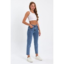 Geenz Manifacture Likralı Karyıkama Mom Süper Yüksek Bel Mom Jeans