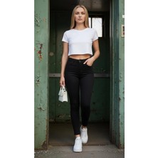 Geenz Manifacture Kadın Siyah Ngbutika Full Likralı Yüksek Bel Skinny Jean Pantolon (Toparlayıcı)