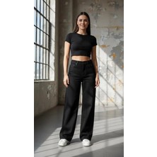 Geenz Manifacture Gabriela Kar Mavi Likralı Süper Yüksek Bel Salaş Esnek Jeans Palazzo Pantolon