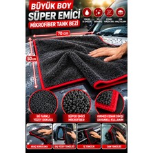 ERHCE Süper Emici Mikrofiber Tank Bezi 50X70 cm Araç Kurulama Su Emici Tüy Bırakmaz Büyük Boy