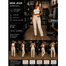 Geenz Manifacture Krem Sky Likralı Esnek Mom Jeans Kot Pantolon