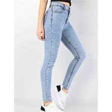 Geenz Manifacture Clody Mavi  Skinny Jean Kadın Power Likralı Pantolon
