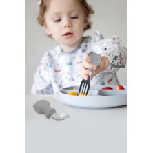 Fumeyabi 304 Çelik Gri Bebek Ayıcık Model Çocuk Kaşık ve Çatal Set CIN766GR