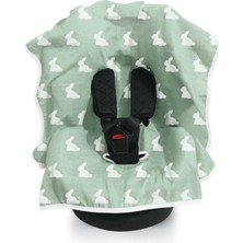 Fumeyabi %100 Pamuk Müslin Puset & Oto Koltuk Örtüsü - Mono Lapin Matcha Green POKORT-MHG-000STD