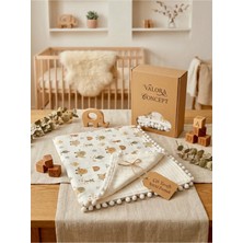 Marvielle 4 Mevsim Çift Taraflı Ponponlu Müslin Pike Battaniye %100 Pamuk 80CMX80CM - Bebek & Çocuk Battaniyesi