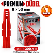 Ege Arge Made Premium Dübel 8X50 mm 200 Lü Tüm Yapı Malzemelerine Tutunur,delikte Dönmez 1 Paket