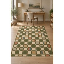 Rugs Modern Halı Sdtplus Geometrik Desenli Hardal, Bej ve Kahverengi Ince Dokuma Taban Salon Halısı OZL343