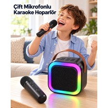 Svoria Store Evde Karaoke Için Çift Mikrofonlu Şarj Edilebilir Kablosuz Hoparlör