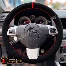 Hasakman Opel Meriva A Dikme Direksiyon Kılıfı Full Alcantara Süet Kırmızı Yüzük ve Kırmızı Dikiş 2006-2010