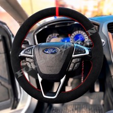 Hasakman Ford Galaxy Mk4 Dikme Direksiyon Kılıfı Full Alcantara Süet Kırmızı Yüzük ve Kırmızı Dikiş 2015-2023