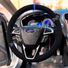 Hasakman Ford Edge Mk2 Dikme Direksiyon Kılıfı Full Alcantara Süet Bej Yüzük ve Bej Dikiş 2015-2021