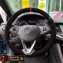 Hasakman Opel Mokka B Dikme Direksiyon Kılıfı Full Alcantara Süet Kırmızı Yüzük ve Kırmızı Dikiş 2020-2024