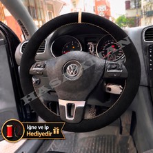 Hasakman Vw Polo 6r Dikme Direksiyon Kılıfı Full Alcantara Süet Bej Yüzük ve Bej Dikiş 2009-2014