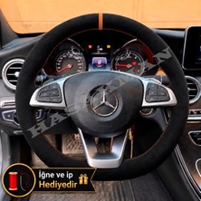 Hasakman Mercedes Gla Dikme Direksiyon Kılıfı Full Alcantara Süet Taba Yüzük ve Taba Dikiş 2017-2020