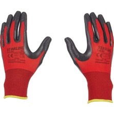 E-43KS Nitril Naylon Eldiven (No: 9) (Kırmızı-Siyah)