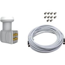 Lü 4 Bağımsız Çıkış Lnb 50 Metre Anten Kablosu 10 Adet F Konnektör Jak