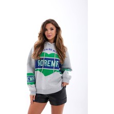 Dolce Queen Baskılı Kapüşonlu Oversize Sweatshirt