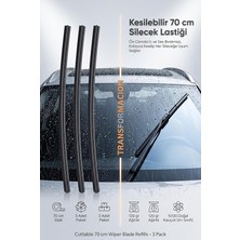 Kesilebilir 70 cm Silecek Lastiği 3'lü Set - Her Araca Uygun Evrensel Sessiz Doğal Kauçuk Silecek Yedeği 429060