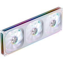 ZA-360W Pc Kasa Fanı, Hepsi (3) -In-One, 3X120MM Argb'li Tek Çerçeve Ünitesi, Pwm, 4 Taraflı Sonsuzluk Aynalı Sessiz Bilgisayar Fanı 2400RPM, Alüminyum Isim Plakası, 28MM Kalın Beyaz