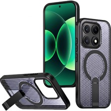 [air-Nova] Xiaomi 17 Için Kılıf Dikey Standlı Güçlü Manyetik [magsafe ile Uyumlu] Mi 17 Koruyucu Pc+Tpu Isı Dağılımı Sağlayan Petek Desenli Xiaomi 17 Kılıf (Siyah)