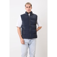 Jeans Erkek Şişme Yelek – Hafif, Dik Yaka, Günlük Kullanım