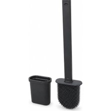 Silikon Tuvalet Fırçası ve Haznesi, Yassı Esnek Başlıklı Uzun Saplı Wc Klozet Temizleme Fırçası, 1 Set