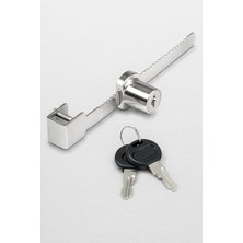 Cam Kilidi, 140 Mm, Zamak Gövde, Krom Kaplama, 3-6 mm Kalın Cam Kapak Için, 2 Yedek Anahtarlı, Güvenlik Kilidi, Cam Dolap, Vitrin, Sürgü Kapak Uyumlu, Kolay Montaj