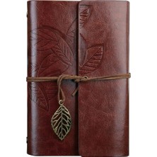 Vintage Yapraklı Not Defteri, Klasik Pu Deri Kapak, Seyahat Defteri, Travel Journal, Günlük, Seyahat Günlüğü, Doldurulabilir Eskiz Defteri, Sketchbook, 130X185MM