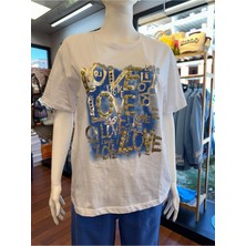 Dolce Queen Kadın Love Baskılı Yaldızlı %100 Pamuklu T-Shirt