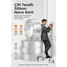 8 Metre Çift Taraflı Şeffaf Akrilik Silikon Nano Bant - Duvar, Halı, Otomobil Için Çivisiz Güçlü Yapıştırıcı Montaj Bandı 718950