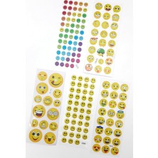5li Kabartmalı Yapışkan Sticker Seti (13X7 Cm), Karışık Gülen Yüzler Tek Ebat