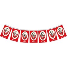 Boy 8x5.5 cm Ipli Kağıt Atatürklü Bayrak 50 Li