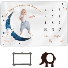 Marvielle Yenidoğan Bebek Anı Battaniyesi Polar 150X100CM, Erkek Bebek Hediyelik Aylı - Bebek & Çocuk Battaniyesi