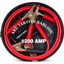 Takviye KABLOSU,1200 Amper, 2,3 Metre Uzunluk, Profesyonel Heavy Duty, Güçlü Timsah Kıskaçlı, Bakır Iletken, Made In Turkey