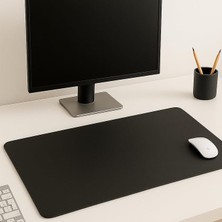 Pu Deri Masa Matı, Dikişli Kenarlı, Çift Yönlü Kullanım, Büyük Boy, Ofis Için (Siyah Deri)
