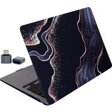 MacBook Air 13.6 Inç Soyut Mermer Desenli Kılıf A2681 A3113 A3240 A3449 M2 M3 M4 M5 Uyumlu Sert Hard Case Açık Siyah