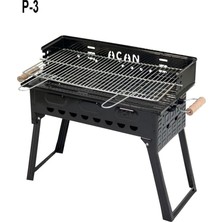 Pervazlı Emaye Mangal P3 Battal Boy Barbekü Çift Kömürlü Izgara Katlanır Ayaklı 27X51CM