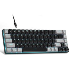 Taşınabilir%60 Mekanik Oyuncu Klavyesi, Mk-Box LED Aydınlatmalı Kompakt 68 Tuşlu Mini Kablolu Ofis Klavyesi (Kırmızı Switch) – Windows, Laptop, Pc, Mac Uyumlu – Siyah/gri