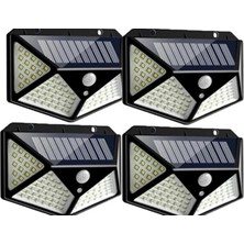 4 Adet 100 Solar Güneş Enerjili Hareket Sensörlü Bahçe Garaj Ev Aydınlatma Lambası