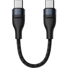 25CM 60W Süper Hızlı Pd Type C To Type C Şarj Kablosu, Kısa Halat Örgülü Kopmaz Kırılmaz Kablo