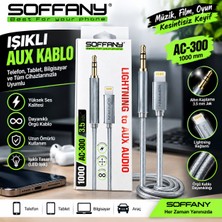 Soffany AC-300 Işıklı Hasır Örgü Lightning Aux Kablosu (1 Metre) - Lisinya