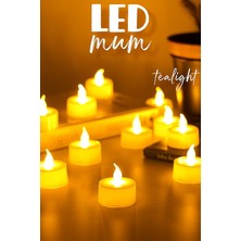 Adet LED Mum Tealight Mini Dumansız Pilli Alevli Dekoratif Yapay Mum Işıldak Beyaz 1036-2