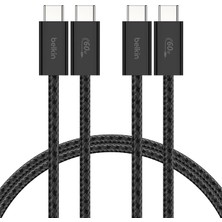 2'li Örgülü Usb-C - Usb-C Kablo, 1,5 M, 60 W – Yumuşak, Esnek ve Hızlı Şarj Kablosu, iPhone 17 ve 16 Serisi, Galaxy S25, Pixel 10, iPad Pro ve Daha Fazlasıyla Uyumlu, Siyah