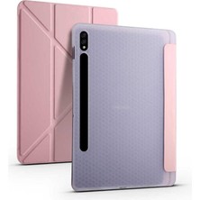 - Samsung Galaxy Tab S7 Fe Lte (T737-T736-T733-T730) ile Uyumlu Kılıf Kalem Bölmeli Standlı Akıllı Kapak - Pembe