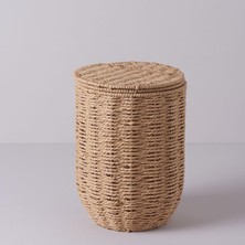 Carry 22X22X32 cm Kapaklı Yuvarlak Sepet Naturel