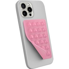 Telefon Arkasına Yapışan Silikon Vantuzlu Telefon Kılıfı Tutucu Araç Telefon Tutucu Ahtapot Vakumlu Telefon Tutucu (Açık Pembe (Yapışkanlı))