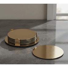 Glattis Bardak Altlığı, Pirinç Rengi, 8,5 cm Çap, 6 Adet Set